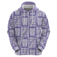 Aloha Hawaii Tiki Palaka Motifs Hoodie Honohono Lei Purple Elegant Vibes
