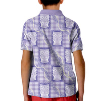 Aloha Hawaii Tiki Palaka Motifs Kid Polo Shirt Honohono Lei Purple Elegant Vibes