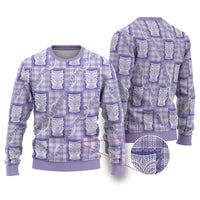 Aloha Hawaii Tiki Palaka Motifs Ugly Christmas Sweater Honohono Lei Purple Elegant Vibes LT14 Purple - Polynesian Pride