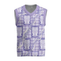 Aloha Hawaii Tiki Palaka Motifs Christmas Knitted V-Neck Vest Honohono Lei Purple Elegant Vibes LT14 Purple - Polynesian Pride