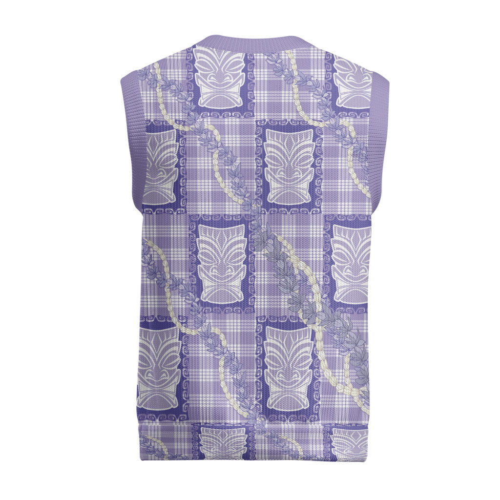 Aloha Hawaii Tiki Palaka Motifs Christmas Knitted V-Neck Vest Honohono Lei Purple Elegant Vibes LT14 - Polynesian Pride