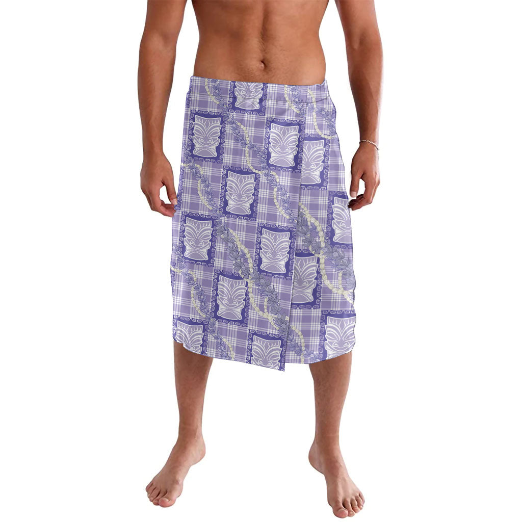 Aloha Hawaii Tiki Palaka Motifs Lavalava Honohono Lei Purple Elegant Vibes