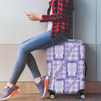 Aloha Hawaii Tiki Palaka Motifs Luggage Cover Honohono Lei Purple Elegant Vibes