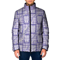 Aloha Hawaii Tiki Palaka Motifs Padded Jacket Honohono Lei Purple Elegant Vibes