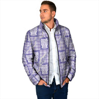 Aloha Hawaii Tiki Palaka Motifs Padded Jacket Honohono Lei Purple Elegant Vibes
