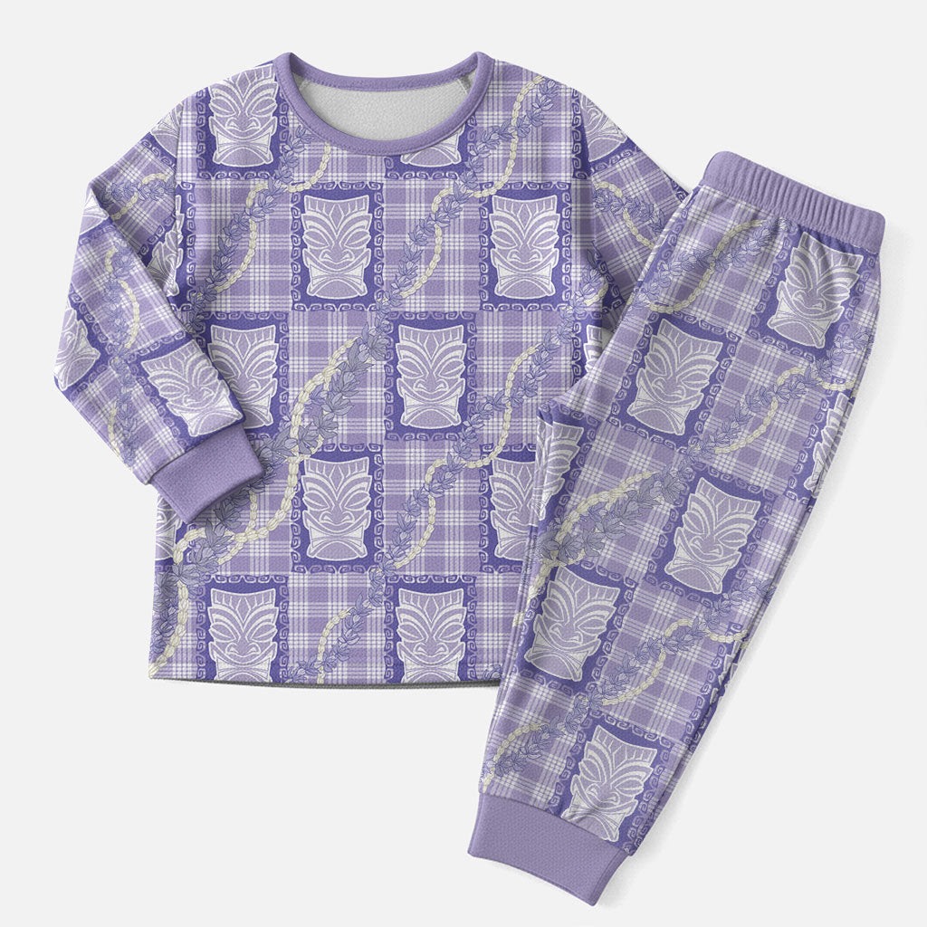 Aloha Hawaii Tiki Palaka Motifs Christmas Pajama Set Honohono Lei Purple Elegant Vibes LT14 Men Purple - Polynesian Pride