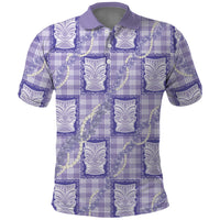 Aloha Hawaii Tiki Palaka Motifs Polo Shirt Honohono Lei Purple Elegant Vibes