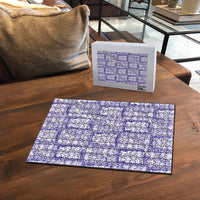 Aloha Hawaii Tiki Palaka Motifs Puzzle Honohono Lei Purple Elegant Vibes