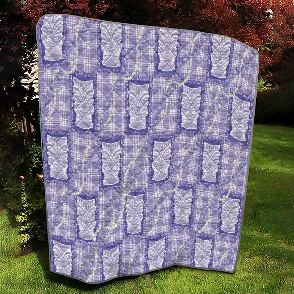 Aloha Hawaii Tiki Palaka Motifs Quilt Honohono Lei Purple Elegant Vibes