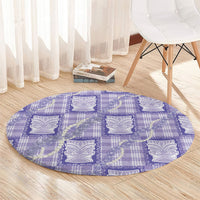 Aloha Hawaii Tiki Palaka Motifs Round Carpet Honohono Lei Purple Elegant Vibes