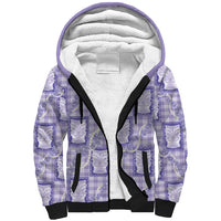 Aloha Hawaii Tiki Palaka Motifs Sherpa Hoodie Honohono Lei Purple Elegant Vibes