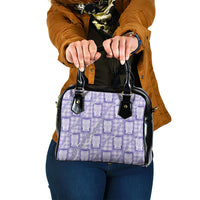 Aloha Hawaii Tiki Palaka Motifs Shoulder Handbag Honohono Lei Purple Elegant Vibes