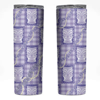 Aloha Hawaii Tiki Palaka Motifs Skinny Tumbler Honohono Lei Purple Elegant Vibes