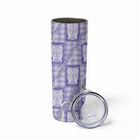 Aloha Hawaii Tiki Palaka Motifs Skinny Tumbler Honohono Lei Purple Elegant Vibes
