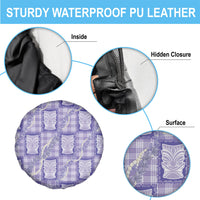 Aloha Hawaii Tiki Palaka Motifs Spare Tire Cover Honohono Lei Purple Elegant Vibes