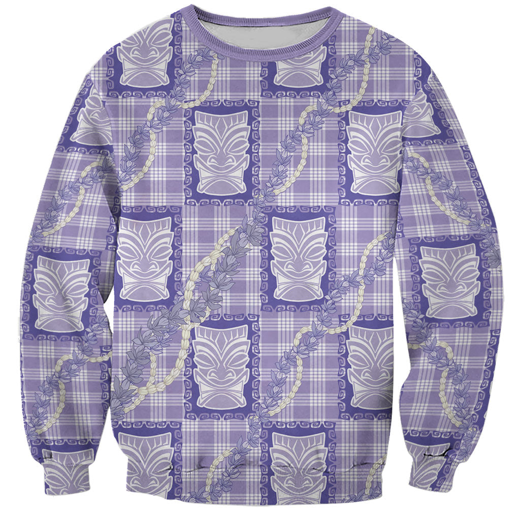 Aloha Hawaii Tiki Palaka Motifs Sweatshirt Honohono Lei Purple Elegant Vibes LT14 Unisex Purple - Polynesian Pride