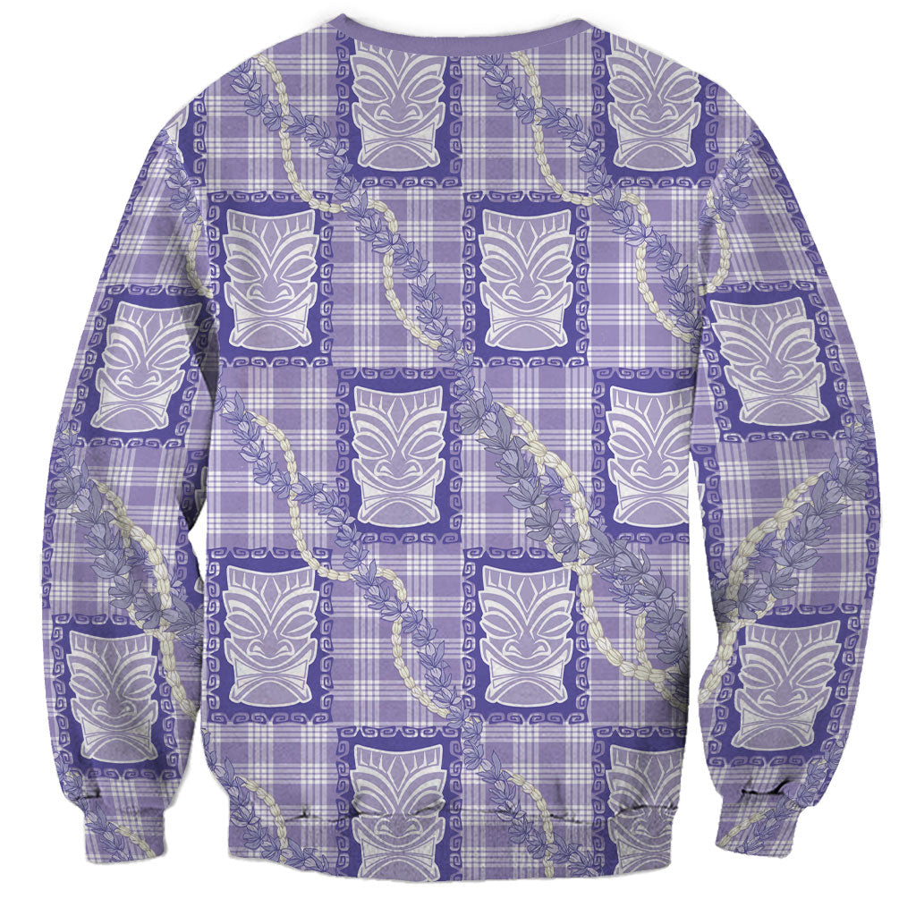Aloha Hawaii Tiki Palaka Motifs Sweatshirt Honohono Lei Purple Elegant Vibes LT14 - Polynesian Pride