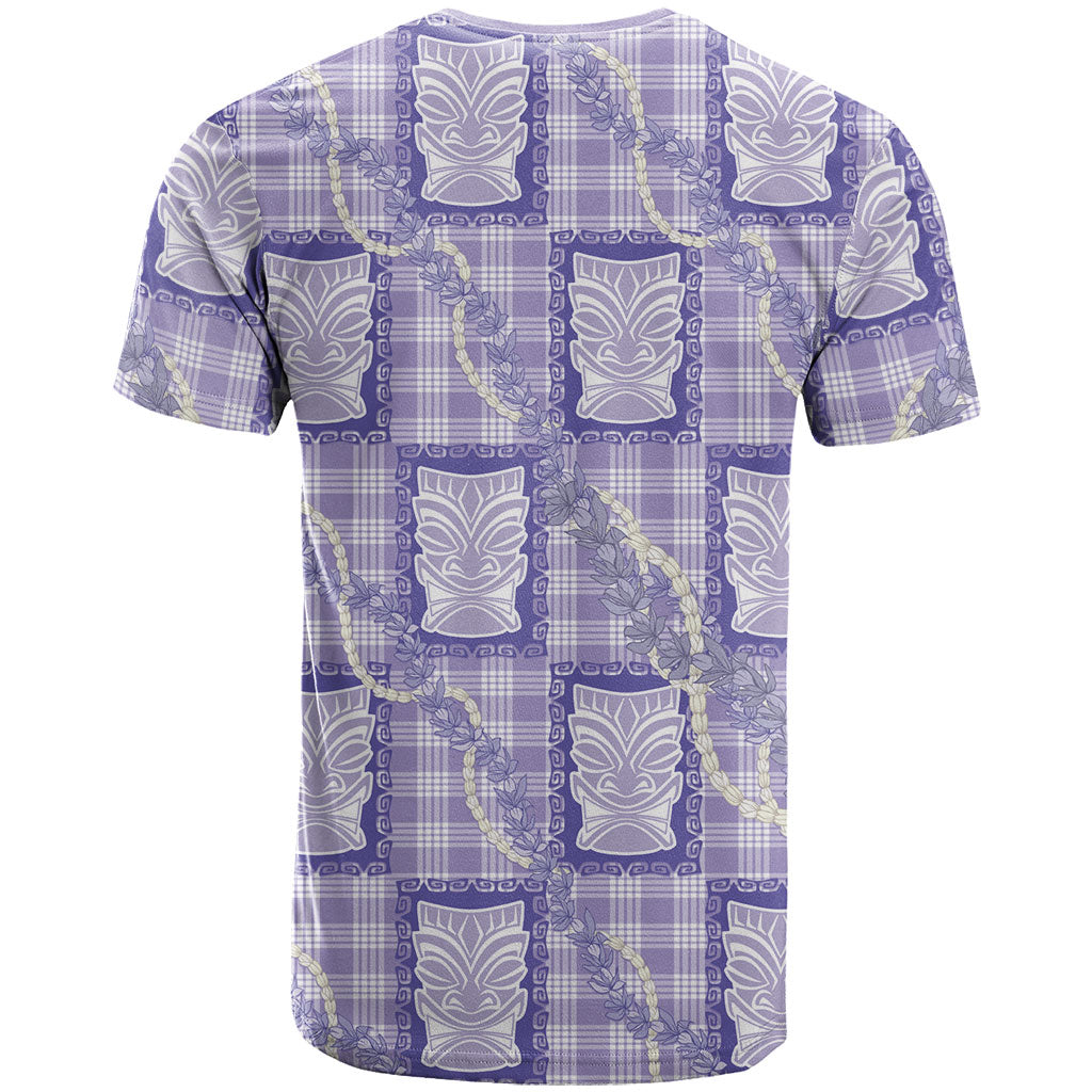 Aloha Hawaii Tiki Palaka Motifs T Shirt Honohono Lei Purple Elegant Vibes