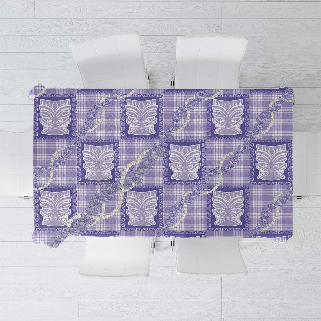 Aloha Hawaii Tiki Palaka Motifs Tablecloth Honohono Lei Purple Elegant Vibes