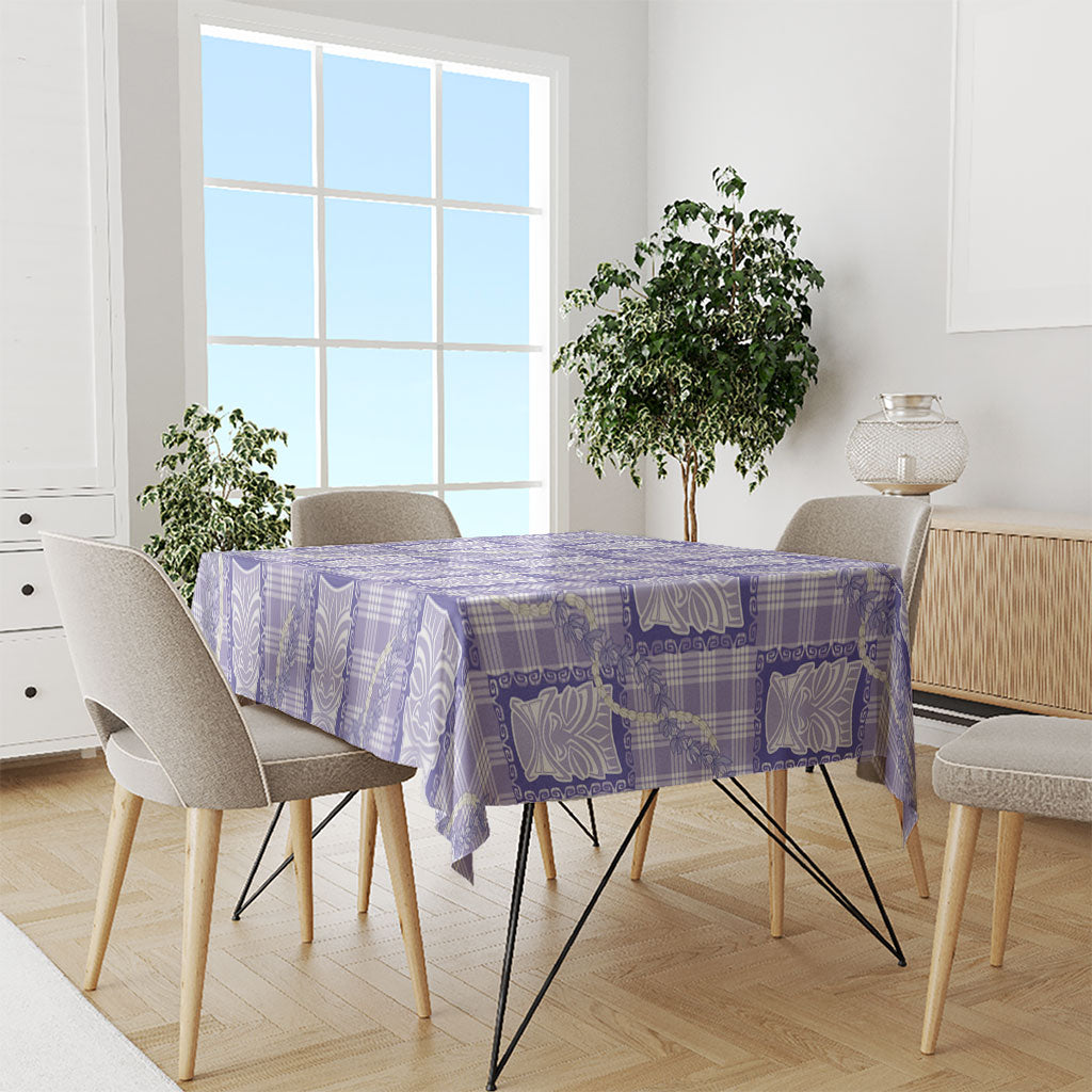 Aloha Hawaii Tiki Palaka Motifs Tablecloth Honohono Lei Purple Elegant Vibes
