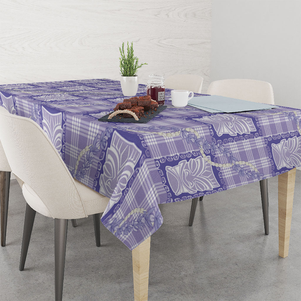 Aloha Hawaii Tiki Palaka Motifs Tablecloth Honohono Lei Purple Elegant Vibes