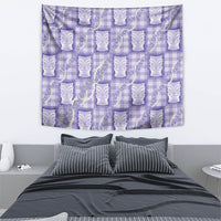 Aloha Hawaii Tiki Palaka Motifs Tapestry Honohono Lei Purple Elegant Vibes