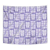 Aloha Hawaii Tiki Palaka Motifs Tapestry Honohono Lei Purple Elegant Vibes