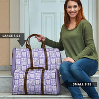 Aloha Hawaii Tiki Palaka Motifs Travel Bag Honohono Lei Purple Elegant Vibes