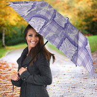 Aloha Hawaii Tiki Palaka Motifs Umbrella Honohono Lei Purple Elegant Vibes
