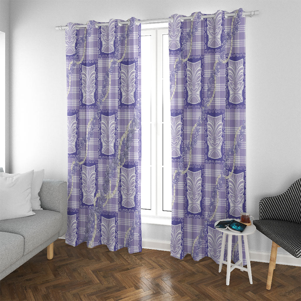 Aloha Hawaii Tiki Palaka Motifs Window Curtain Honohono Lei Purple Elegant Vibes