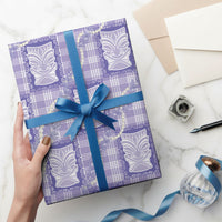 Aloha Hawaii Tiki Palaka Motifs Wrapping Paper Honohono Lei Purple Elegant Vibes