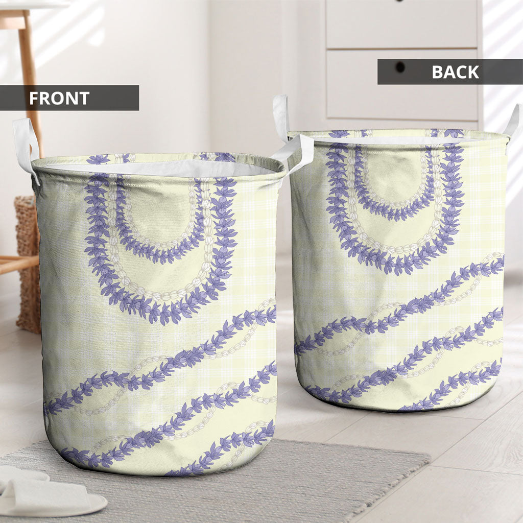 Hawaii Honohono Palaka Motifs Laundry Basket Hawaiian Orchid Lei
