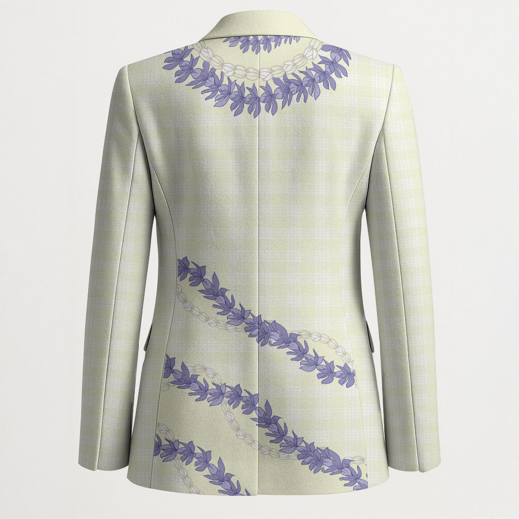 Hawaii Honohono Palaka Motifs Blazer Hawaiian Orchid Lei