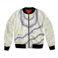 Hawaii Honohono Palaka Motifs Bomber Jacket Hawaiian Orchid Lei