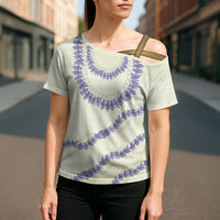 Hawaii Honohono Palaka Motifs Cross Shoulder Shirt Hawaiian Orchid Lei