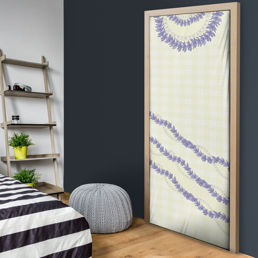 Hawaii Honohono Palaka Motifs Door Cover Hawaiian Orchid Lei