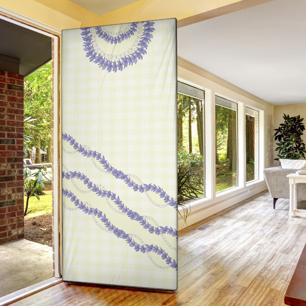 Hawaii Honohono Palaka Motifs Door Cover Hawaiian Orchid Lei