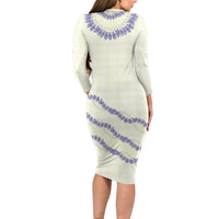 Hawaii Honohono Palaka Motifs Family Matching Long Sleeve Bodycon Dress and Hawaiian Shirt Hawaiian Orchid Lei