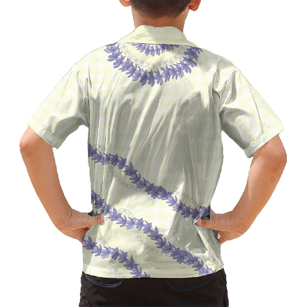Hawaii Honohono Palaka Motifs Family Matching Off The Shoulder Long Sleeve Dress and Hawaiian Shirt Hawaiian Orchid Lei