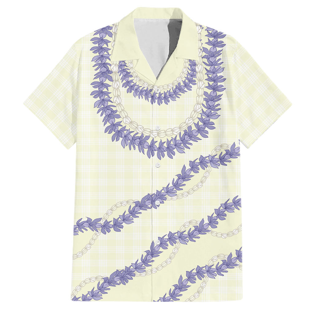 Hawaii Honohono Palaka Motifs Family Matching Off The Shoulder Long Sleeve Dress and Hawaiian Shirt Hawaiian Orchid Lei