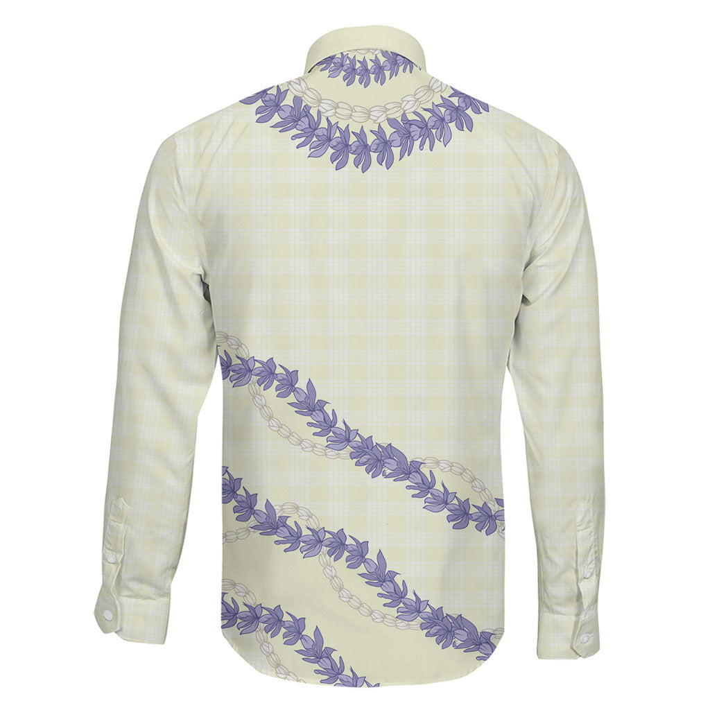 Hawaii Honohono Palaka Motifs Family Matching Off The Shoulder Long Sleeve Dress and Hawaiian Shirt Hawaiian Orchid Lei