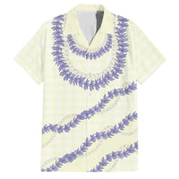 Hawaii Honohono Palaka Motifs Family Matching Off Shoulder Short Dress and Hawaiian Shirt Hawaiian Orchid Lei