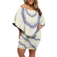 Hawaii Honohono Palaka Motifs Family Matching Off Shoulder Short Dress and Hawaiian Shirt Hawaiian Orchid Lei