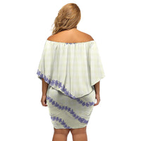 Hawaii Honohono Palaka Motifs Family Matching Off Shoulder Short Dress and Hawaiian Shirt Hawaiian Orchid Lei
