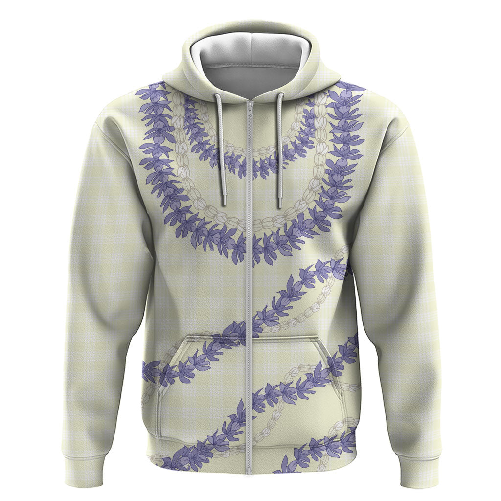Hawaii Honohono Palaka Motifs Hoodie Hawaiian Orchid Lei LT14 Zip Hoodie Cream - Polynesian Pride