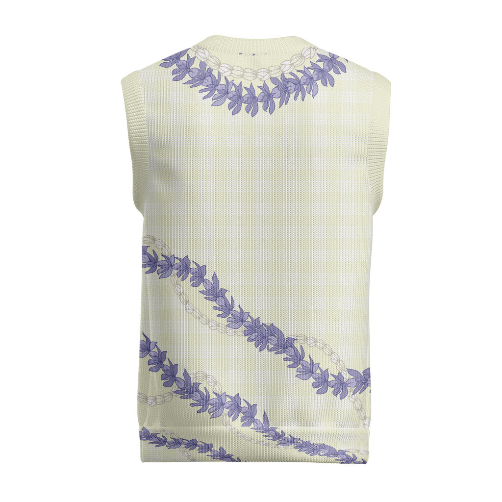 Hawaii Honohono Palaka Motifs Christmas Knitted V-Neck Vest Hawaiian Orchid Lei LT14 - Polynesian Pride