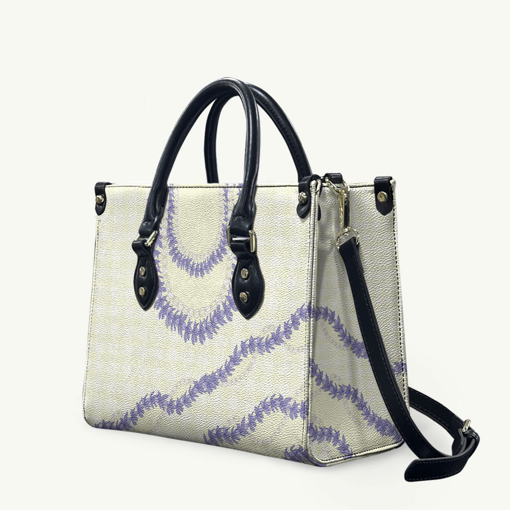 Hawaii Honohono Palaka Motifs Leather Bag Hawaiian Orchid Lei