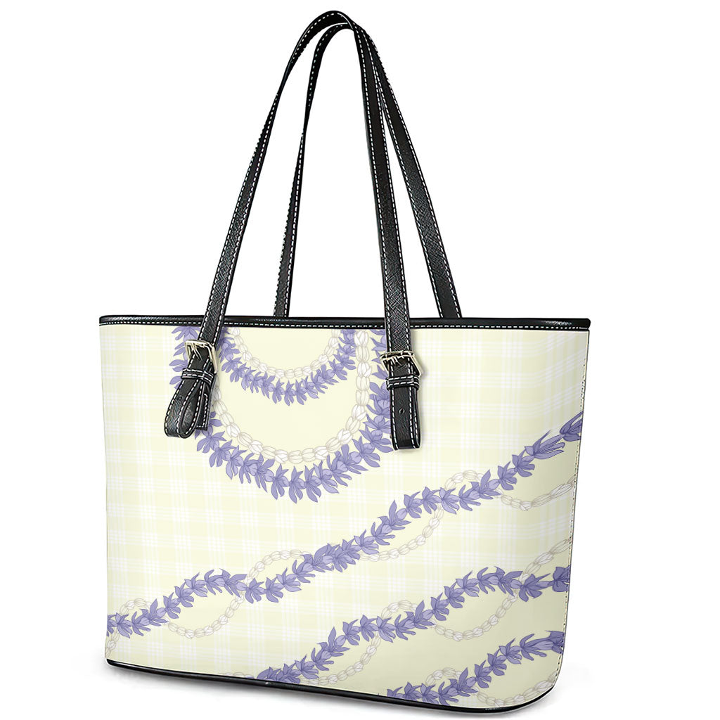 Hawaii Honohono Palaka Motifs Leather Tote Bag Hawaiian Orchid Lei LT14 - Polynesian Pride