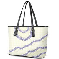 Hawaii Honohono Palaka Motifs Leather Tote Bag Hawaiian Orchid Lei LT14 - Polynesian Pride