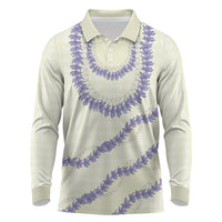 Hawaii Honohono Palaka Motifs Long Sleeve Polo Shirt Hawaiian Orchid Lei